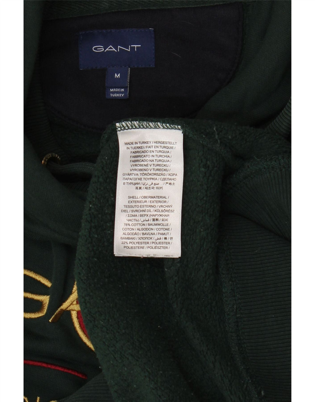 GANT Felpa con cappuccio grafica da uomo in cotone verde medio
