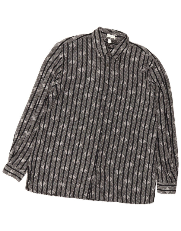Camicia vintage da donna UK 16 a righe nere grandi