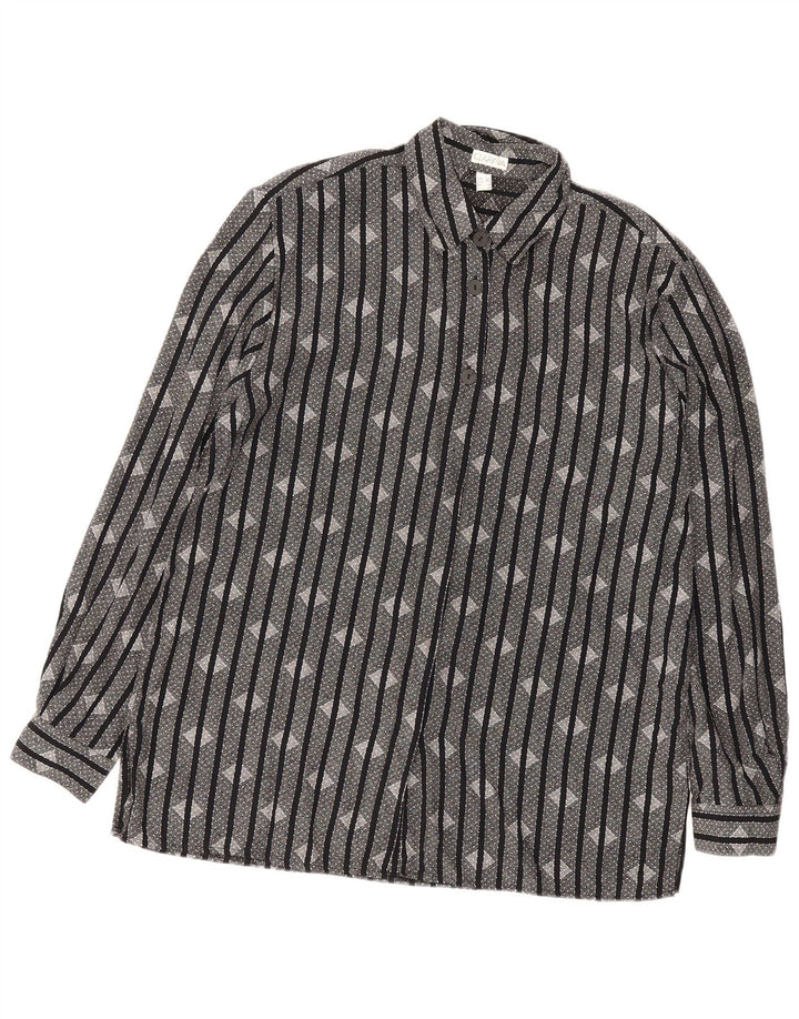 Camicia vintage da donna UK 16 a righe nere grandi