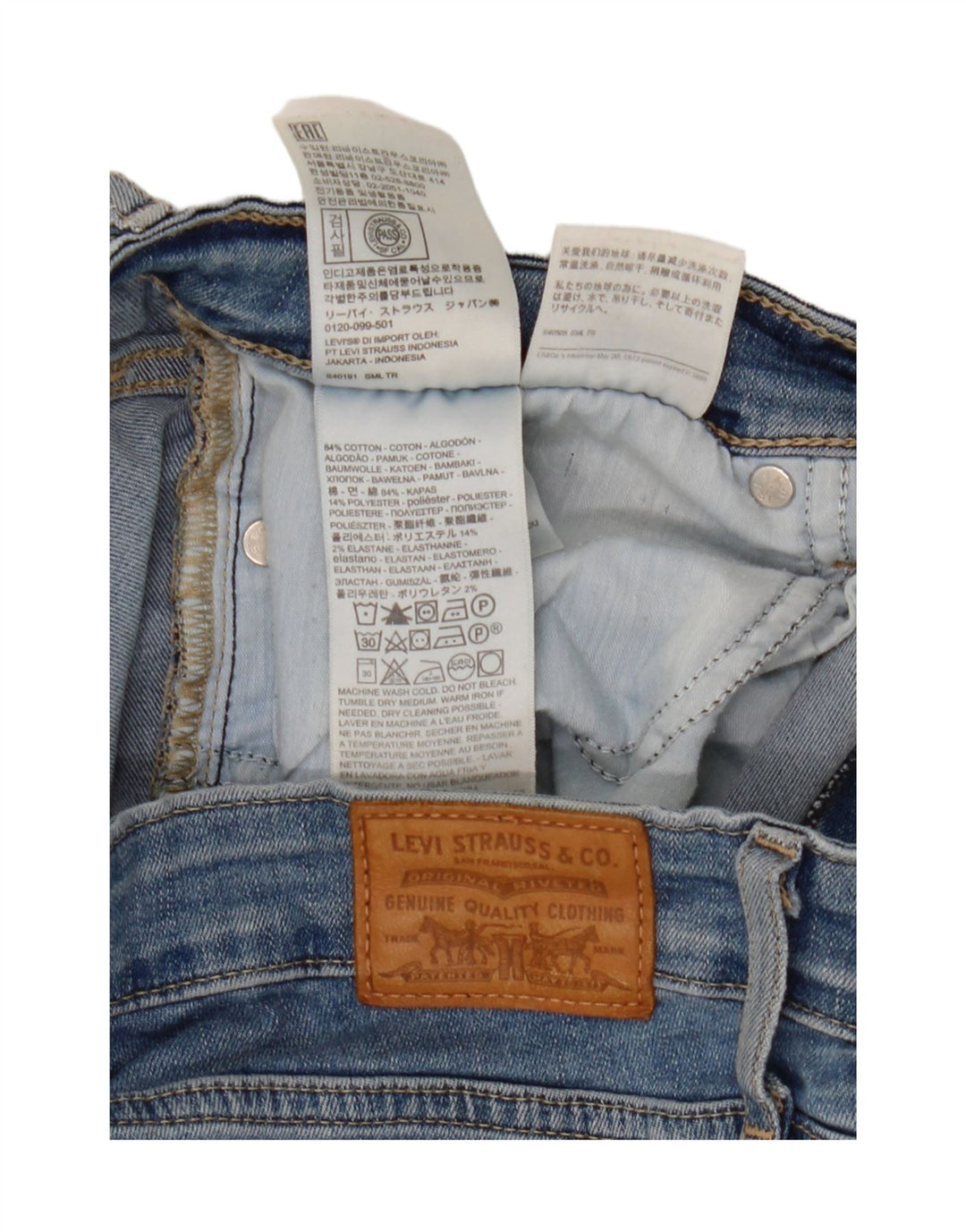 Levi's Donna 712 Crop Slim Jeans W31 L25 Cotone Blu