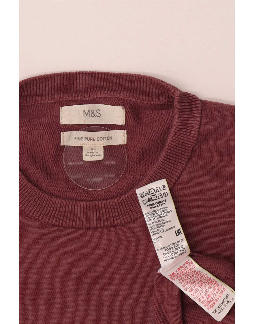 Maglione maglione girocollo da uomo Marks & Spencer XL in cotone rosa