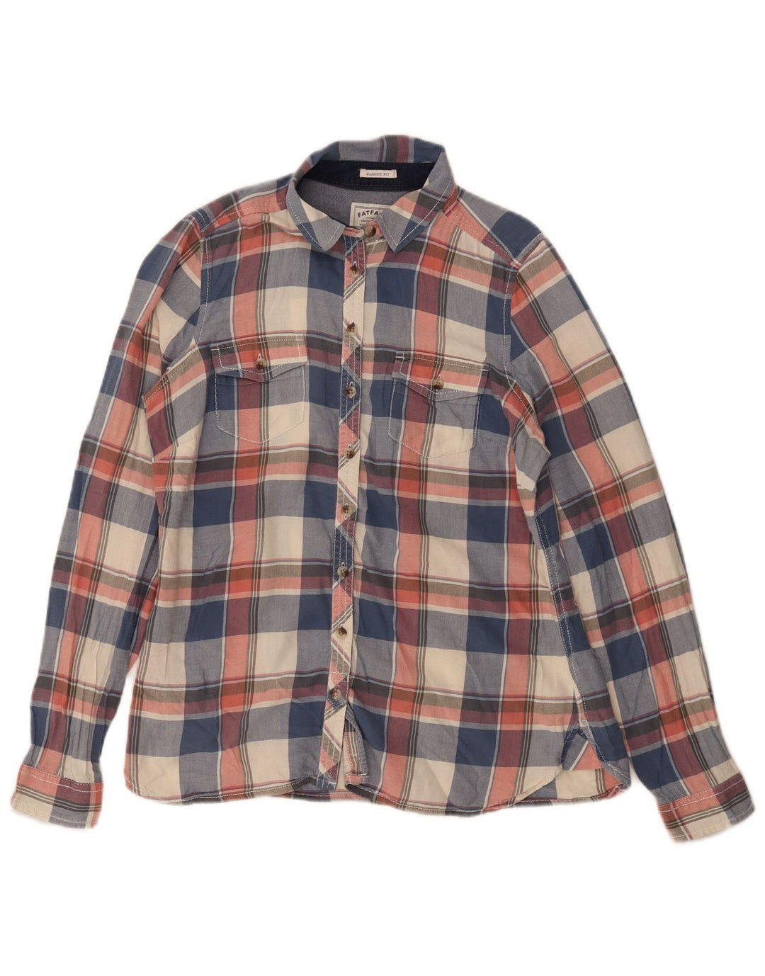 Camicia in flanella dalla vestibilità classica da donna Fat Face UK 12 Medium Navy Blue Check