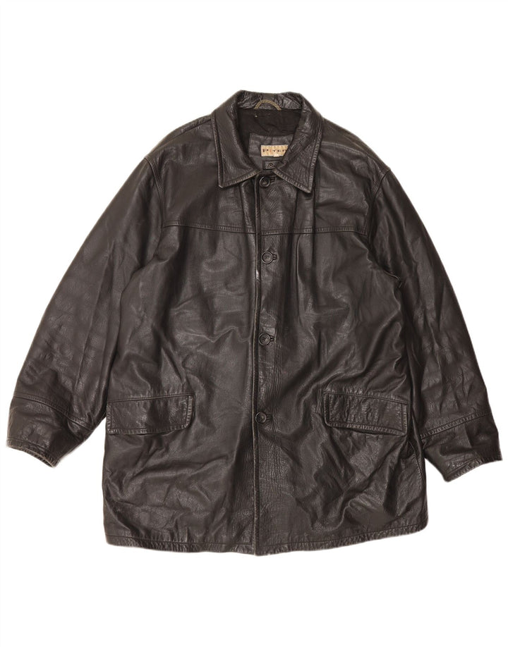 Giacca in pelle vintage da uomo UK 44 2XL Nera