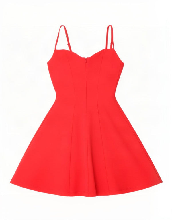 Abito scampanato senza maniche da donna Zara UK 8 piccolo in cotone rosso