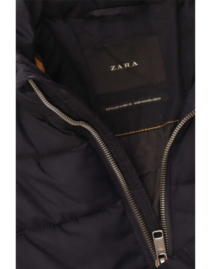 Giacca imbottita con cappuccio da uomo Zara UK 38 medio blu navy