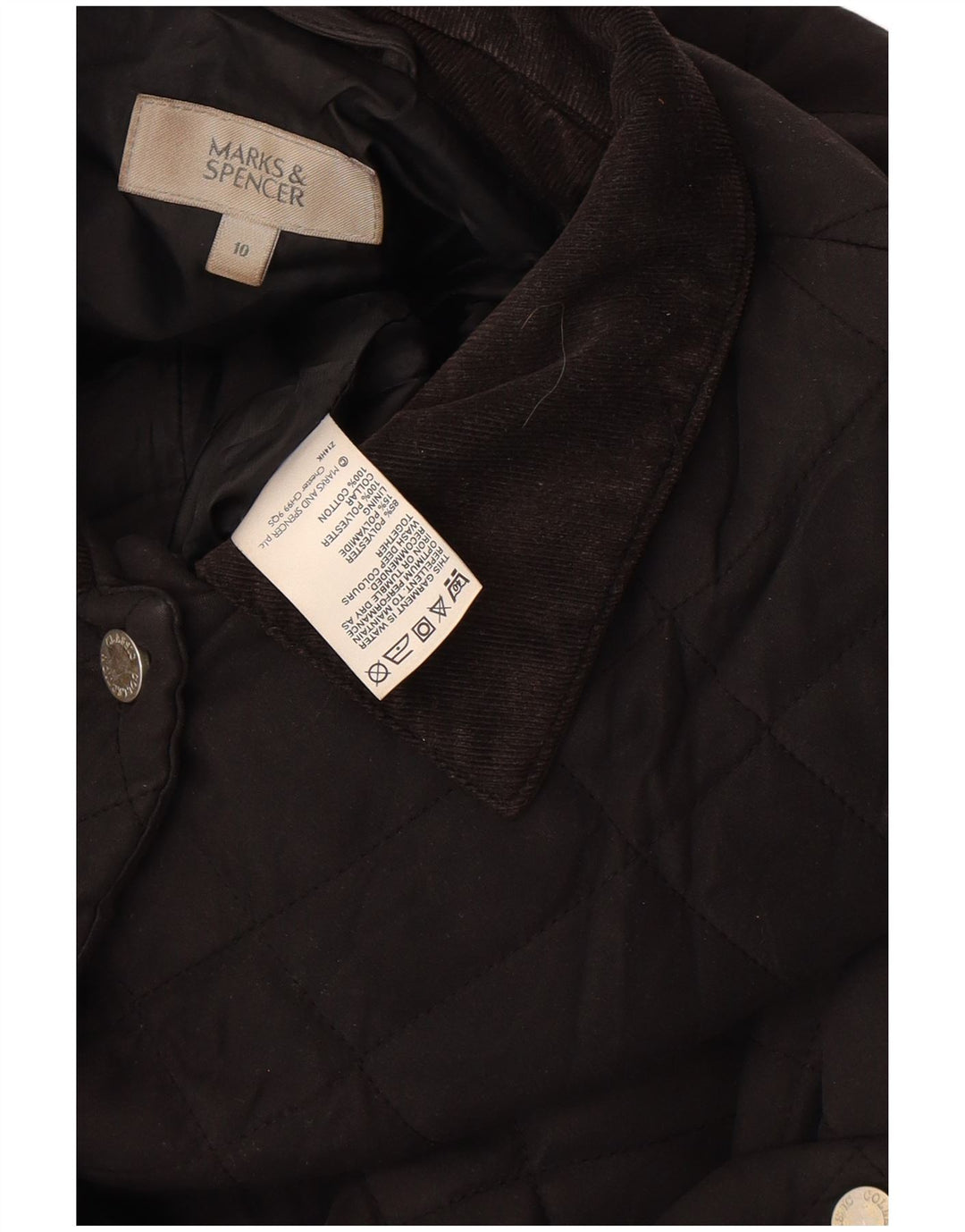 Giacca trapuntata oversize da donna Marks & Spencer UK 10 piccola nera