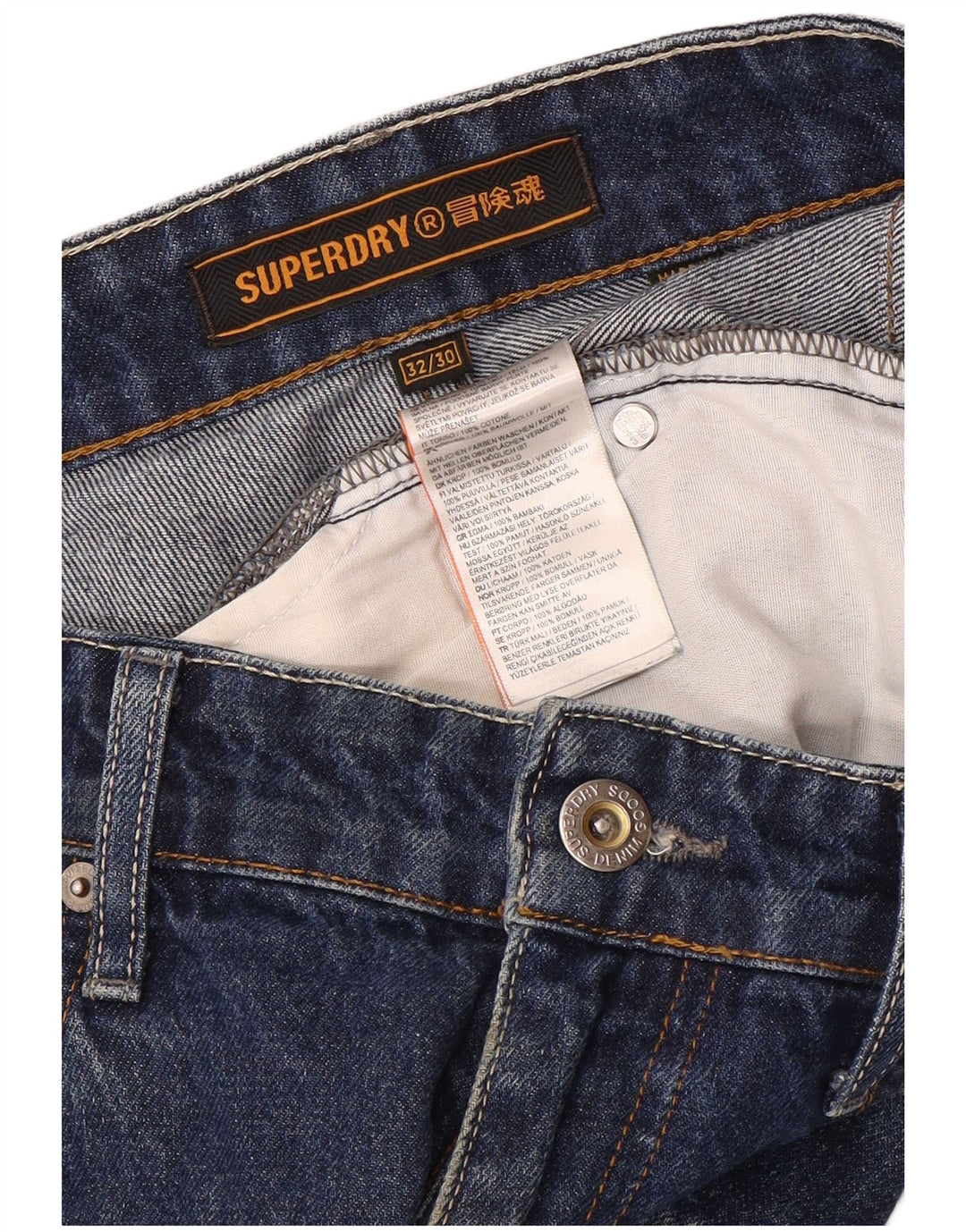 Jeans slim da uomo Superdry W32 L30 cotone blu