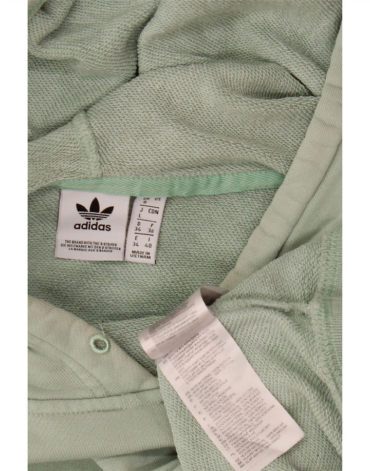 Maglione con cappuccio oversize corto da donna ADIDAS UK 8 piccolo cotone verde