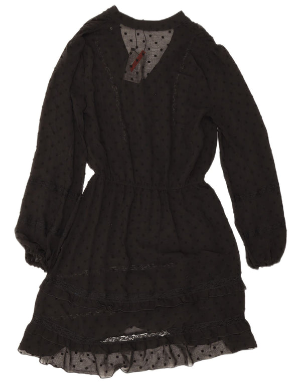 Abito a strati a maniche lunghe da donna Oasis UK 8 piccolo nero maculato