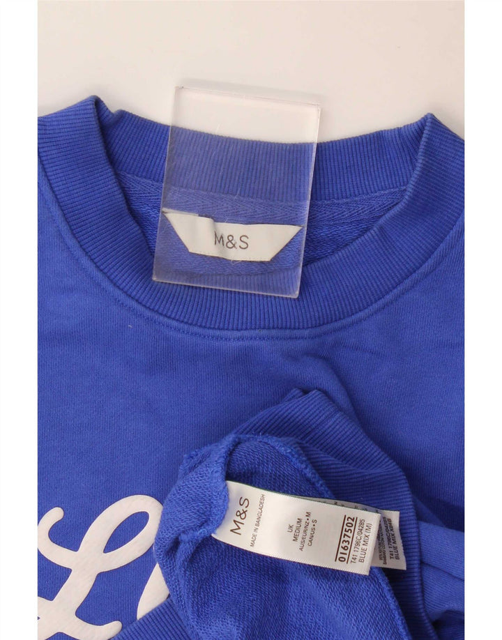 Felpa grafica Marks & Spencer da donna Lisbona UK 14 Blu medio