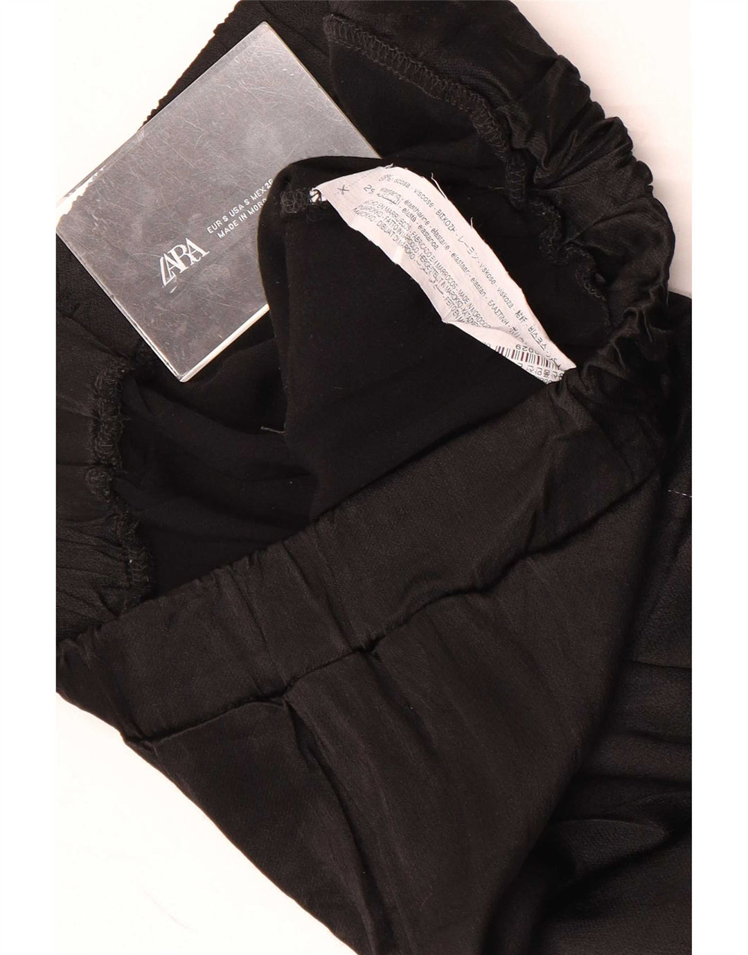 Pantaloni cargo Zara da donna a gamba larga piccoli W26 L27 viscosa nera