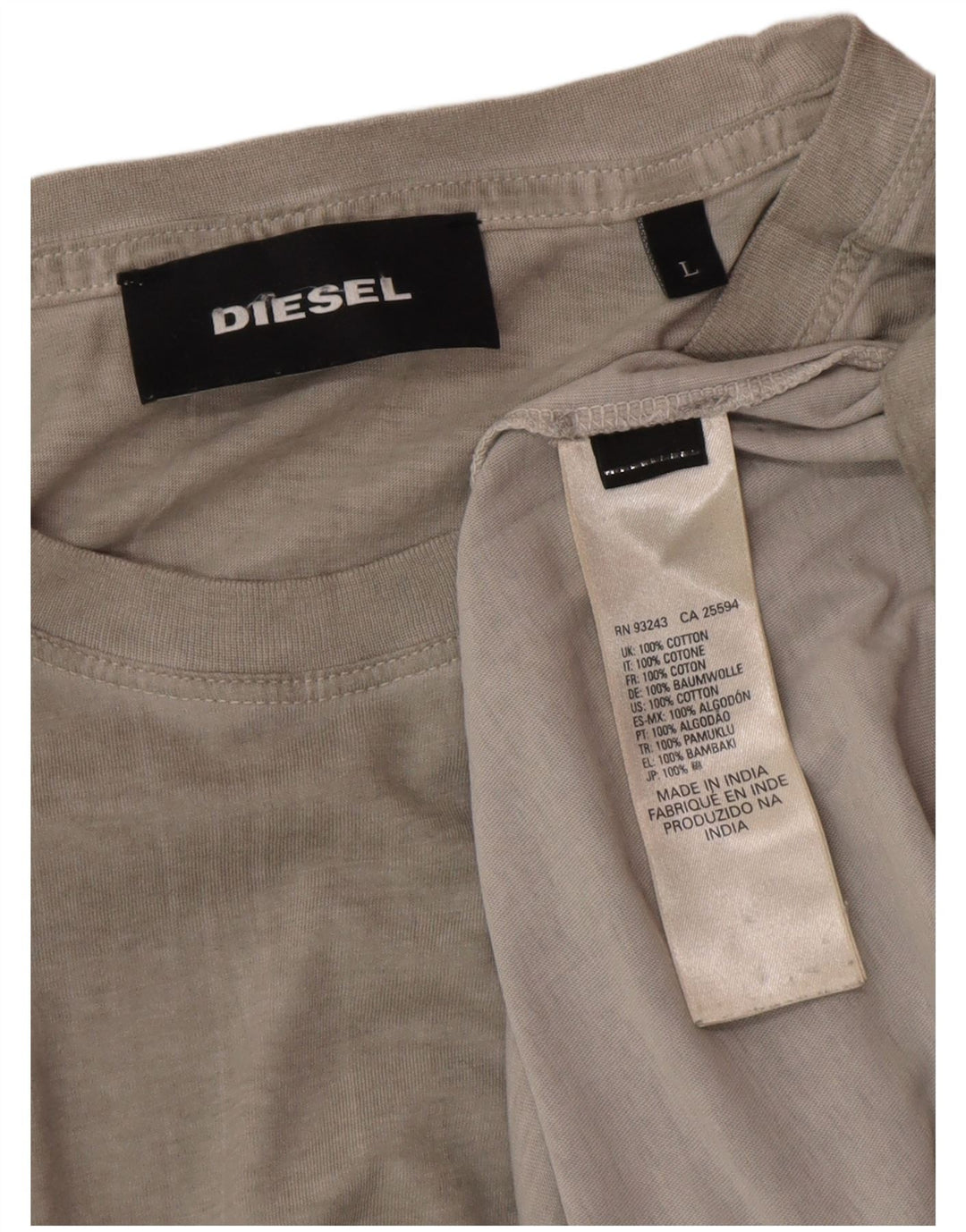 Diesel Mens T-Shirt Top Large Grey Cotton
