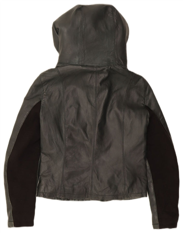 Giacca in pelle con cappuccio corta da donna XETRA UK 12 media nera
