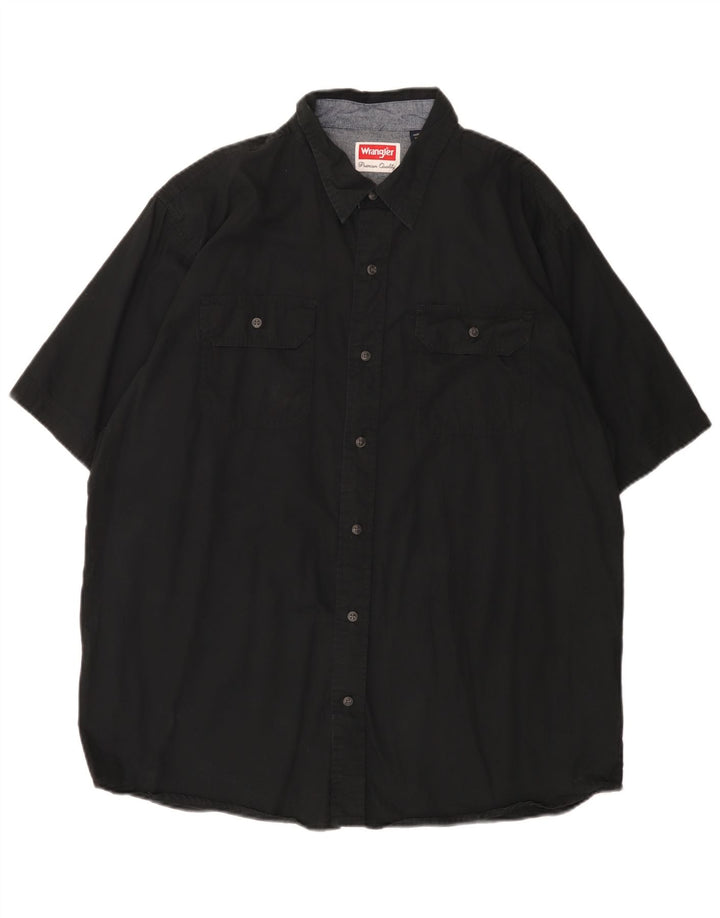 WRANGLER Camicia a maniche corte da uomo grande in cotone nero