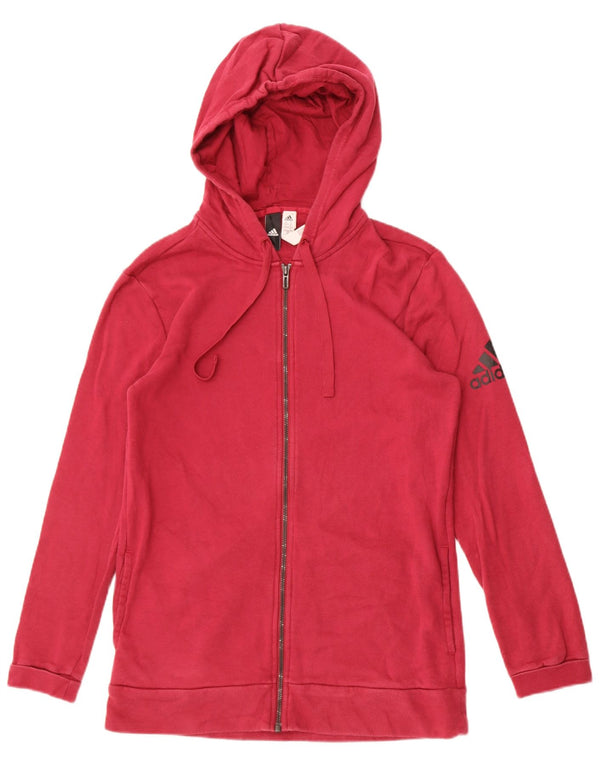 Maglione con cappuccio e zip da donna Adidas UK 12/14 Cotone marrone medio