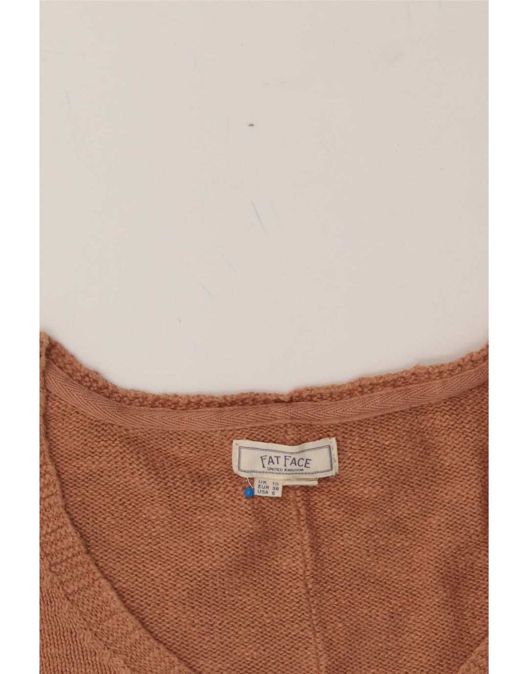 FAT FACE Womens Oversized V-Neck Jumper Sweater UK 10 Small Brown Cotton Vintage Fat Face and Second-Hand Fat Face from Messina Hembry 