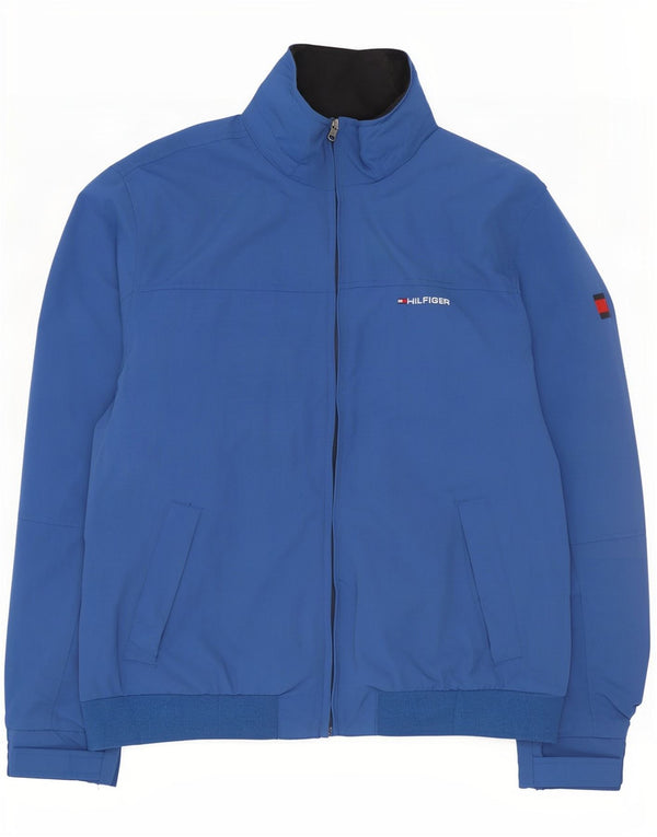 Giacca antipioggia da uomo con cappuccio grafico Tommy Hilfiger UK 42 XL nylon blu
