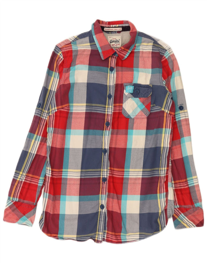 Camicia in flanella da donna Superdry UK 14 cotone a quadri multicolore medio