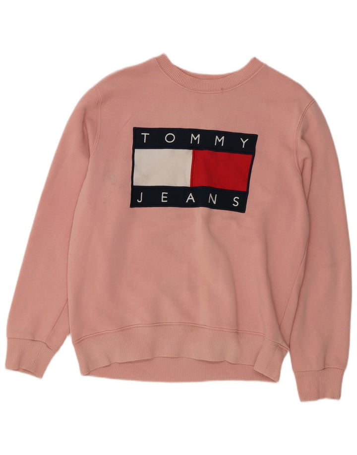 TOMMY HILFIGER Felpa con grafica da donna Maglione UK 14 Cotone rosa medio