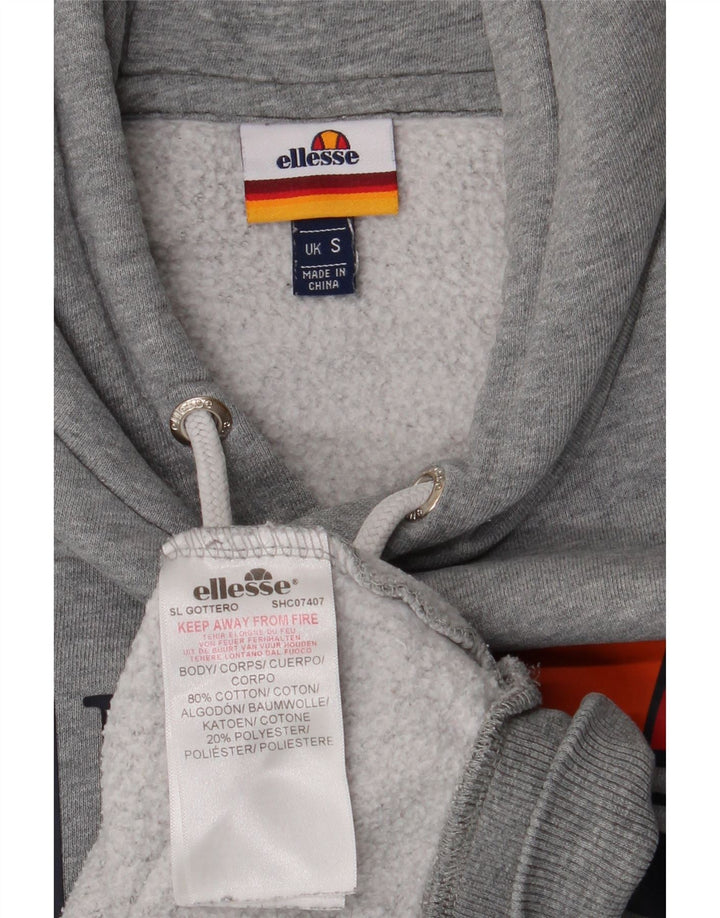ELLESSE Mens Graphic Hoodie Jumper Small Grey Cotton Vintage Ellesse and Second-Hand Ellesse from Messina Hembry 
