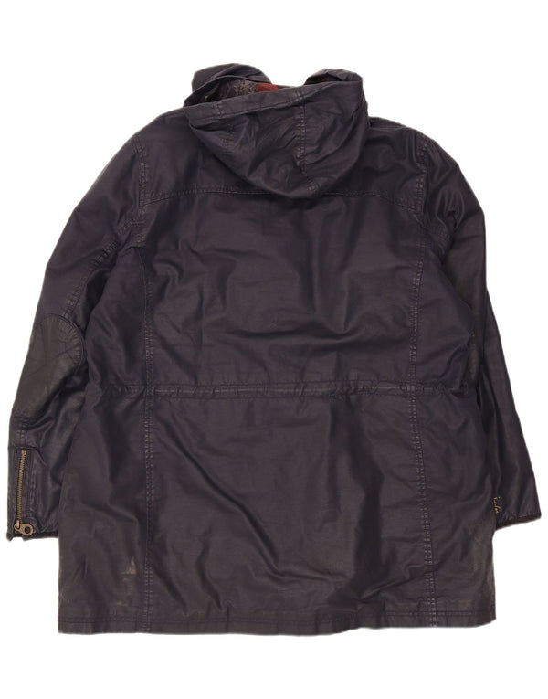 Giacca da donna in cotone cerato con cappuccio Joules UK 20 2XL Blu navy