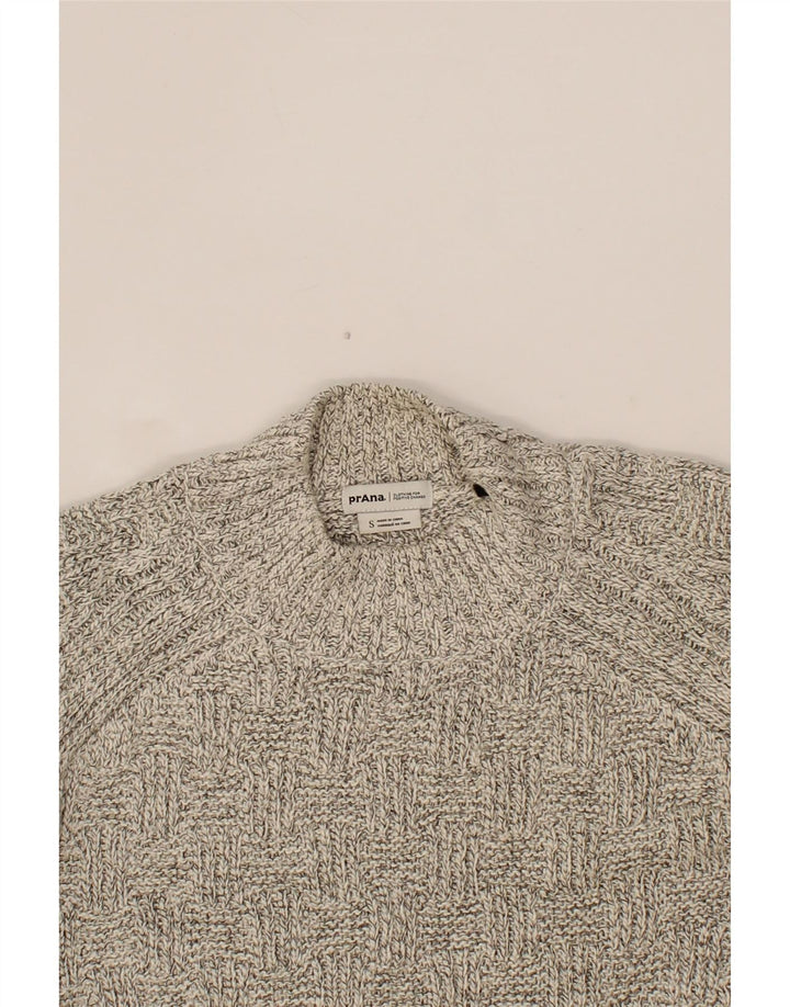 PRANA Womens Oversized Turtle Neck Jumper Sweater UK 10 Small Grey Flecked Vintage Prana and Second-Hand Prana from Messina Hembry 