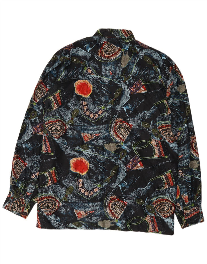 Tornado Camicia ampia da uomo con motivo astratto e vestibilità ampia, piccola, in seta multicolore