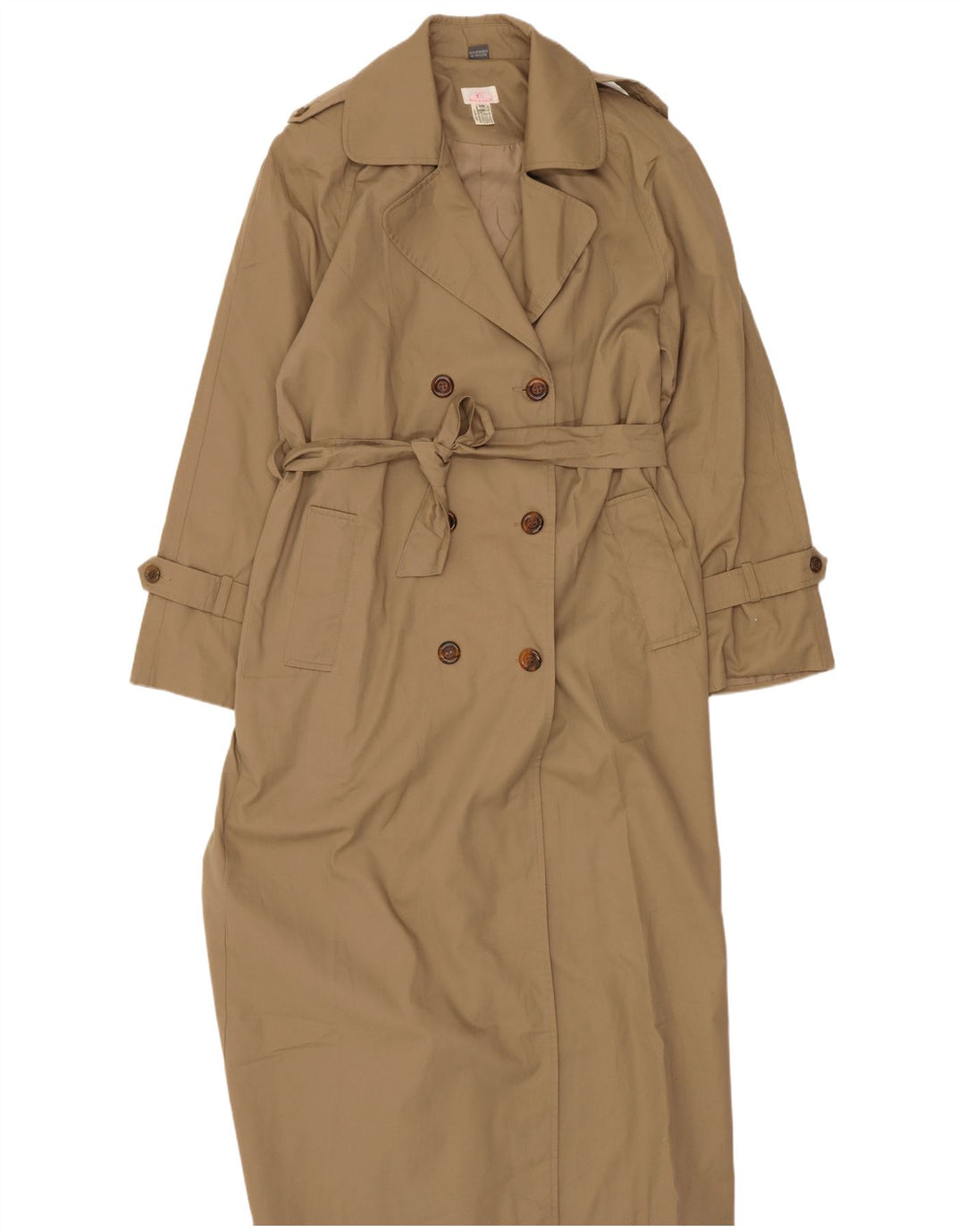 Trench oversize lungo da donna vintage IT 40 piccolo in poliestere beige