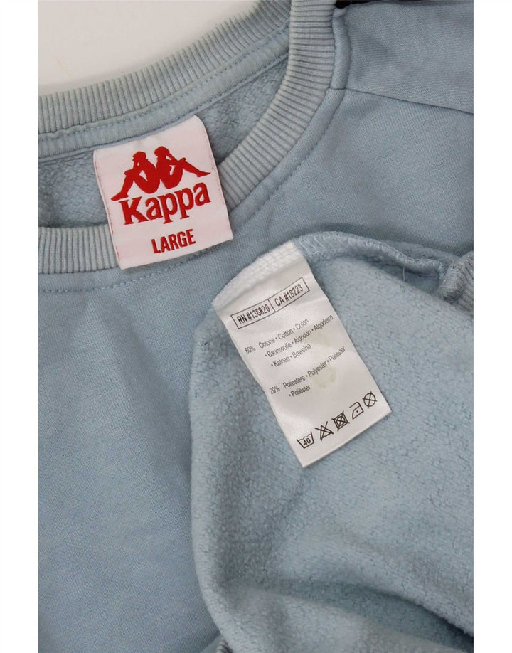 Felpa grafica da uomo Kappa, maglione grande, cotone color block blu