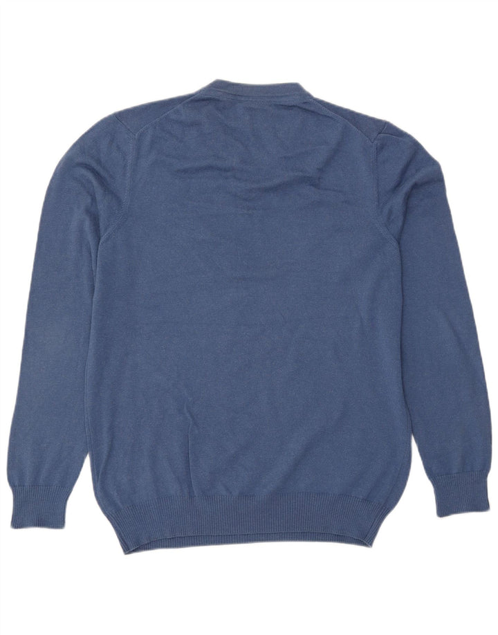 Maglione da uomo con scollo a V Lyle & Scott in cotone blu medio