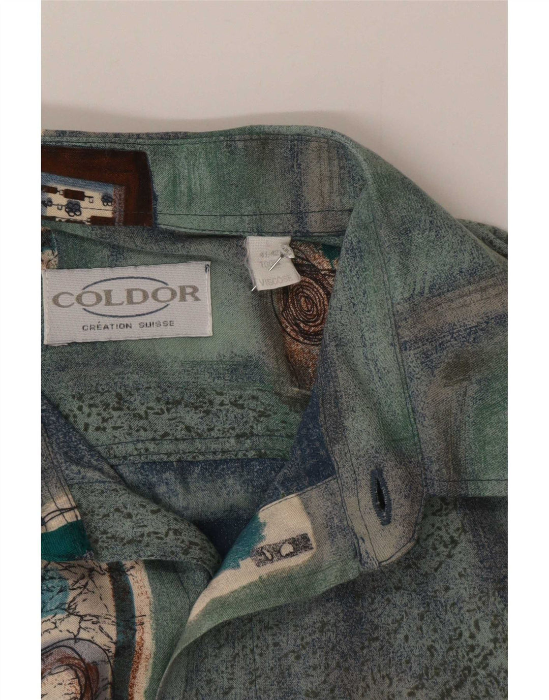 Camicia a maniche corte da uomo Coldor taglia 41/42 grande in viscosa patchwork blu