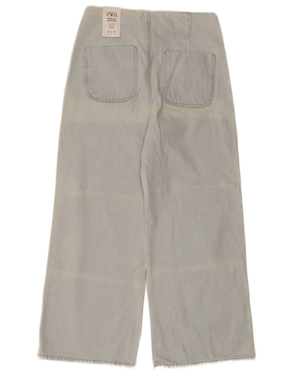 Jeans Zara da donna a gamba larga con lavaggio acido, taglia media, EU 40, medio, W30, L26, cotone blu