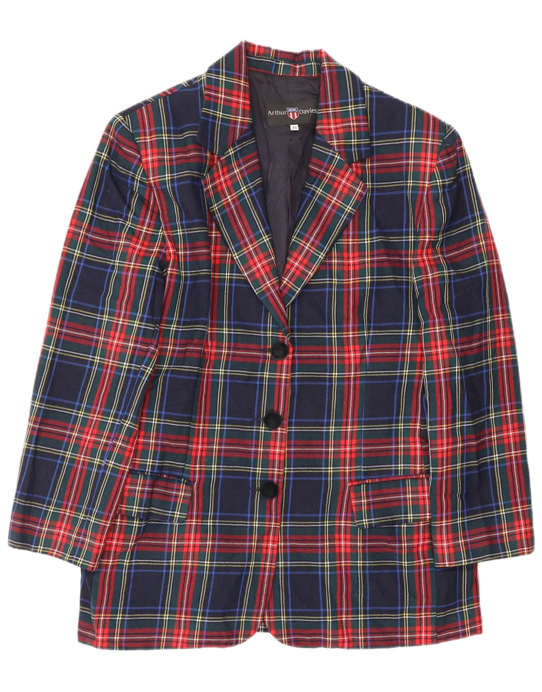 Giacca blazer vintage da donna a 3 bottoni IT 44 Plaid classico blu navy medio