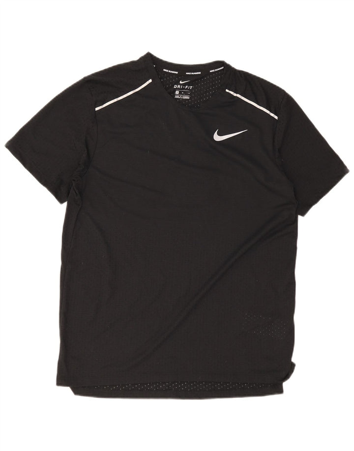 T-shirt Nike da uomo Dri Fit, top in poliestere nero medio