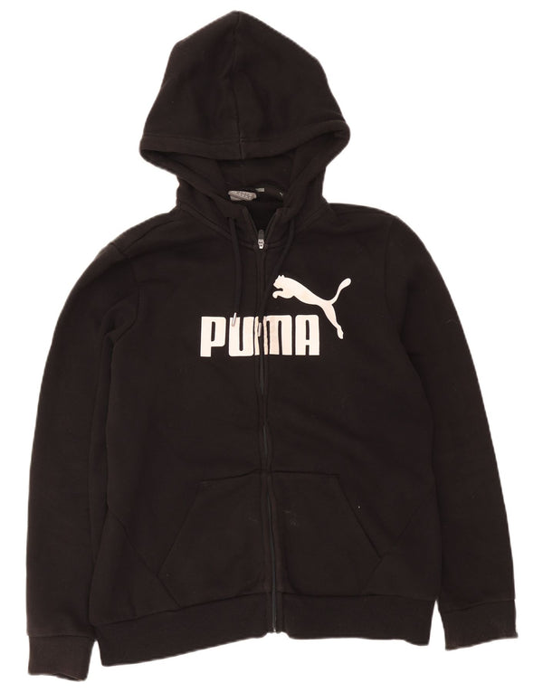 Felpa con cappuccio e zip grafica da donna Puma UK 16 grande cotone nero