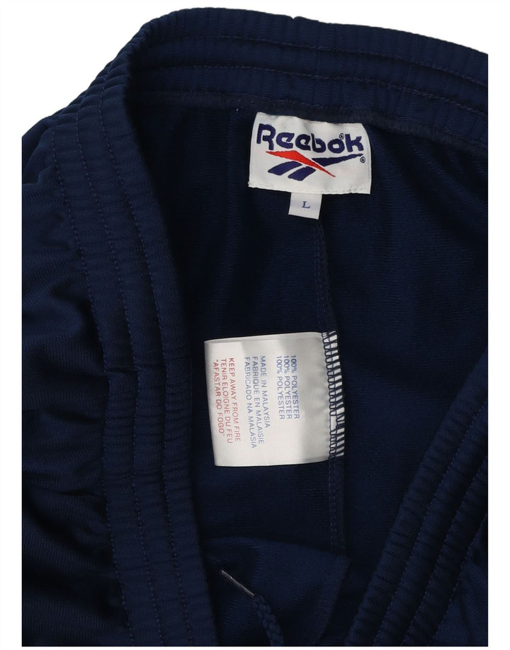 Pantaloni da tuta con grafica Reebok da uomo, grandi, in poliestere blu navy