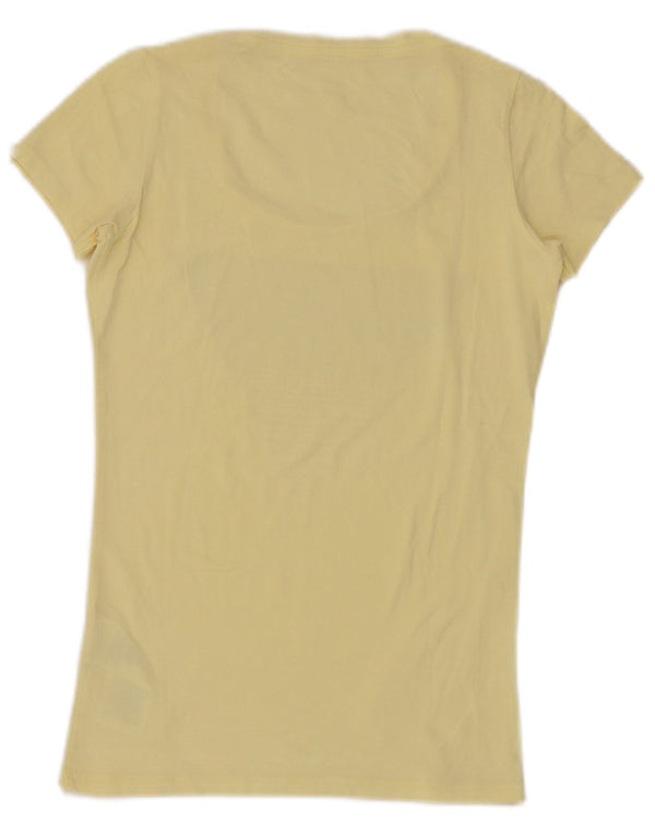 Guess T-shirt grafica da donna Top UK 10 Small in cotone giallo