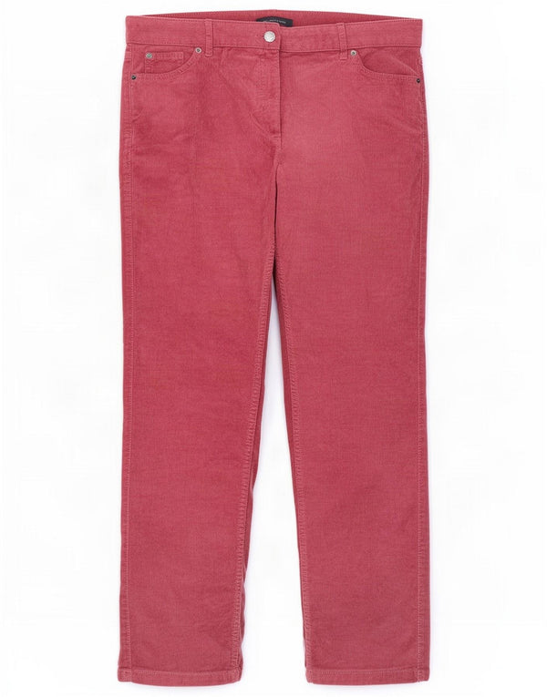 Marks & Spencer Pantaloni in velluto a coste da donna UK 14 Large W32 L30 Borgogna