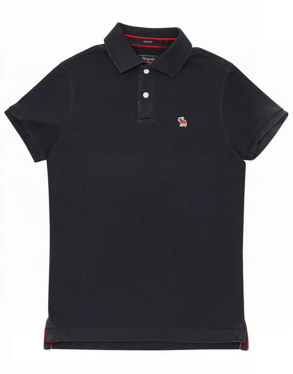 Polo muscolare da uomo Abercrombie & Fitch in cotone blu navy medio