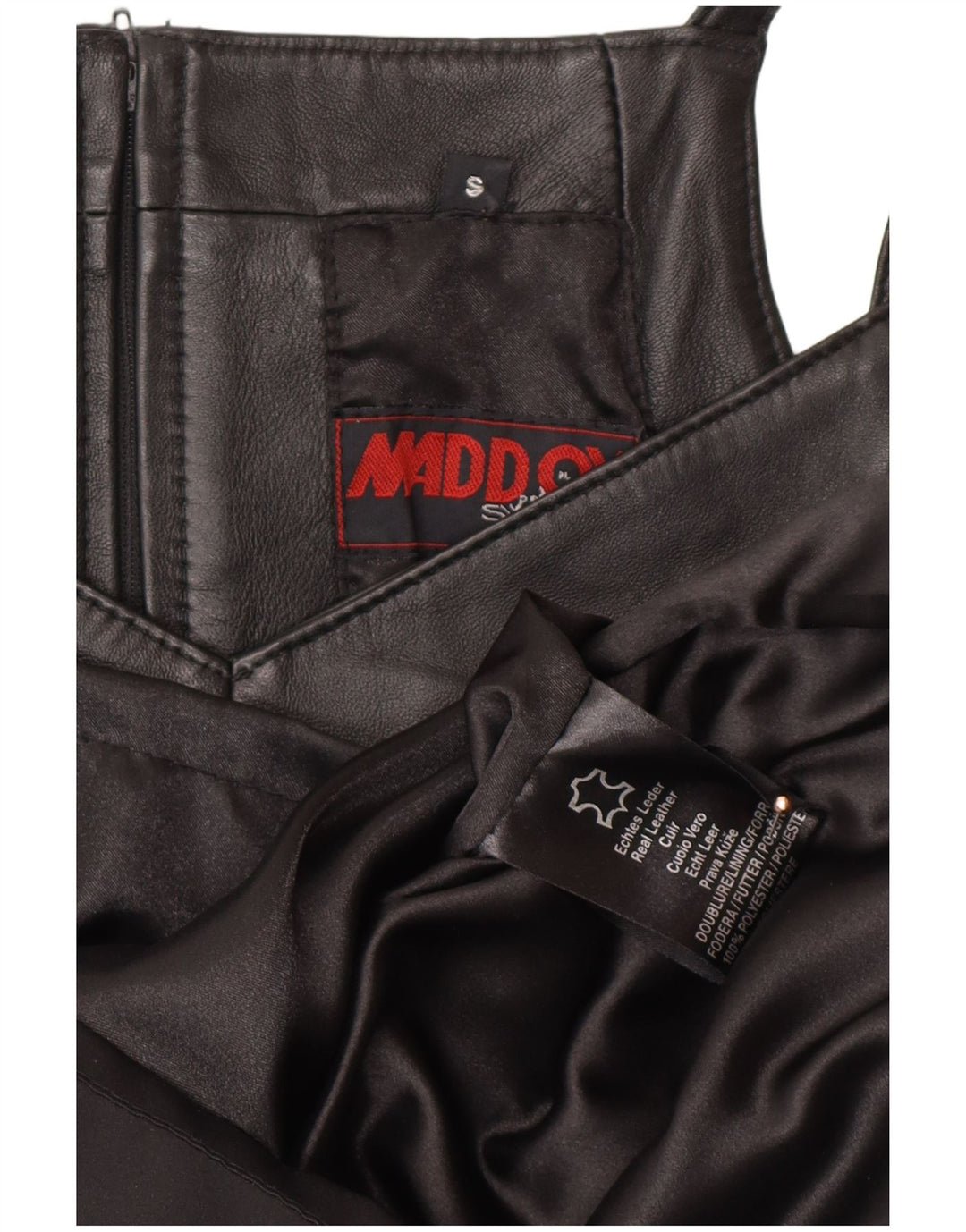MADDOX Abito tubino in pelle senza maniche da donna UK 10 Piccolo in pelle nera