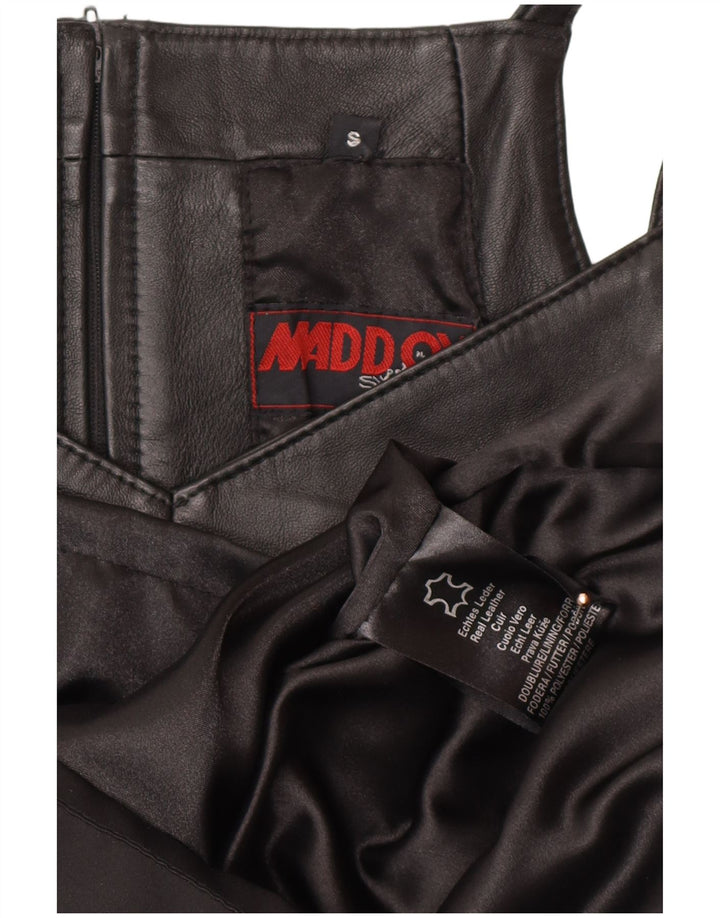 MADDOX Abito tubino in pelle senza maniche da donna UK 10 Piccolo in pelle nera