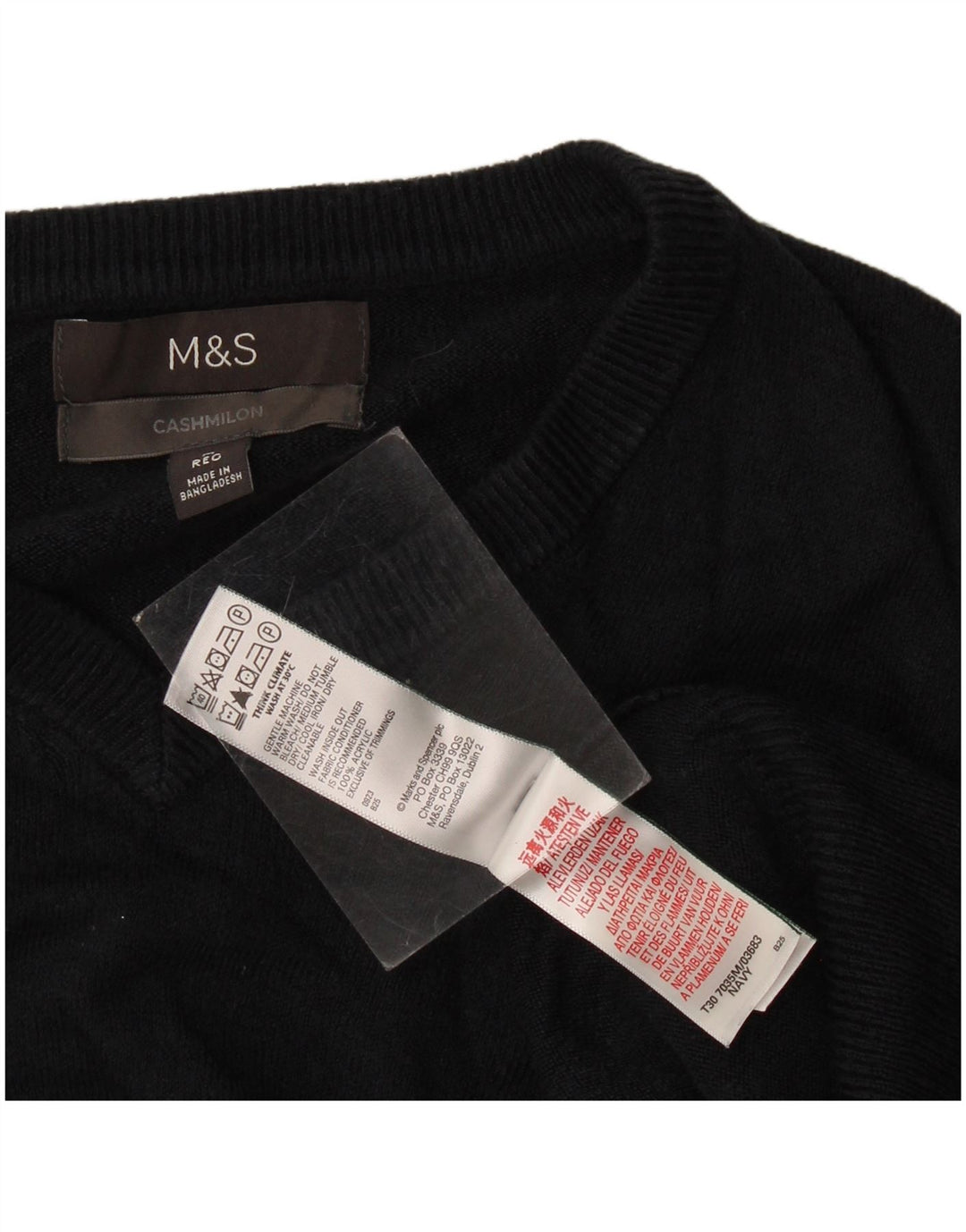 Maglione da uomo con scollo a V Marks & Spencer medio blu navy in acrilico