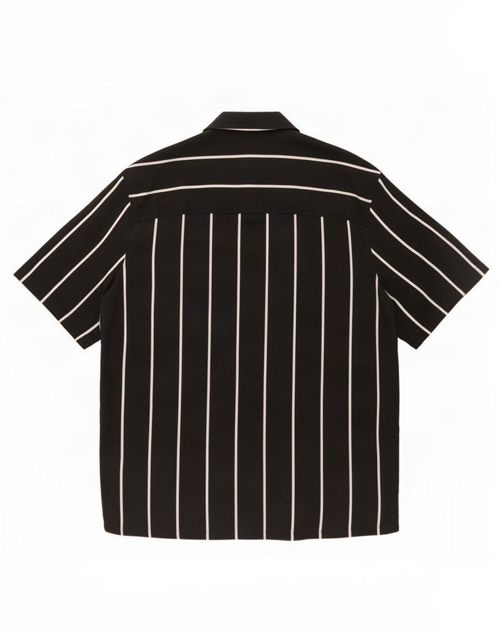 Camicia Zara da uomo a maniche corte in viscosa a righe nere grandi
