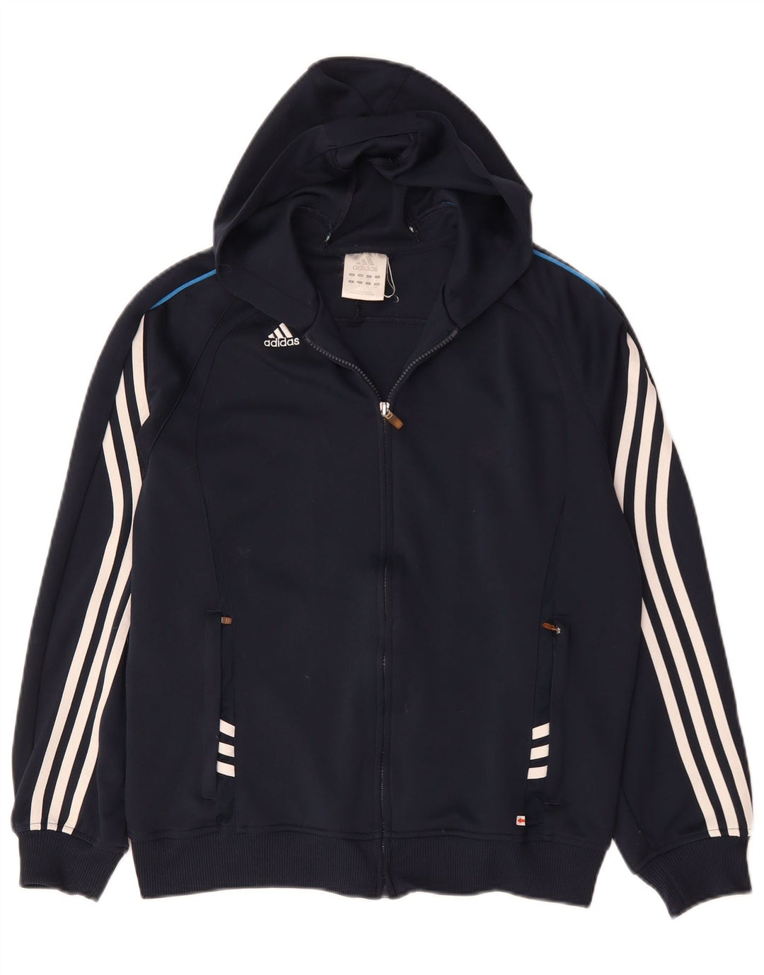 Maglione con cappuccio e zip Adidas Climalite da uomo piccolo in poliestere blu navy