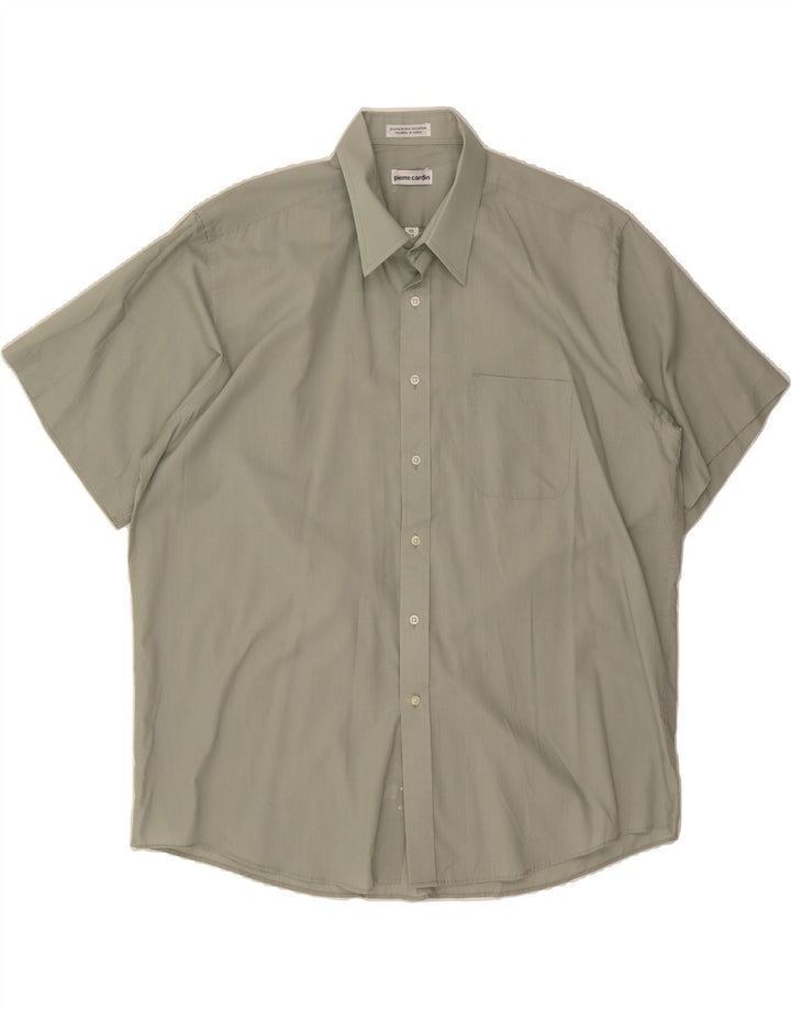 PIERRE CARDIN Mens Short Sleeve Shirt Size 17 1/2 XL Green Polyester Vintage Pierre Cardin and Second-Hand Pierre Cardin from Messina Hembry 