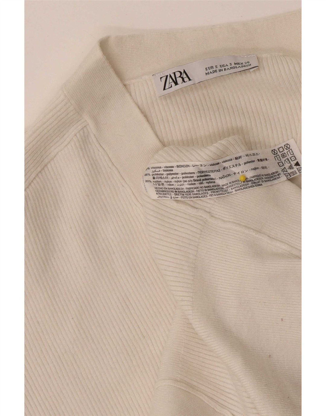 Maglione cardigan oversize corto da donna Zara UK 10 piccolo viscosa bianca