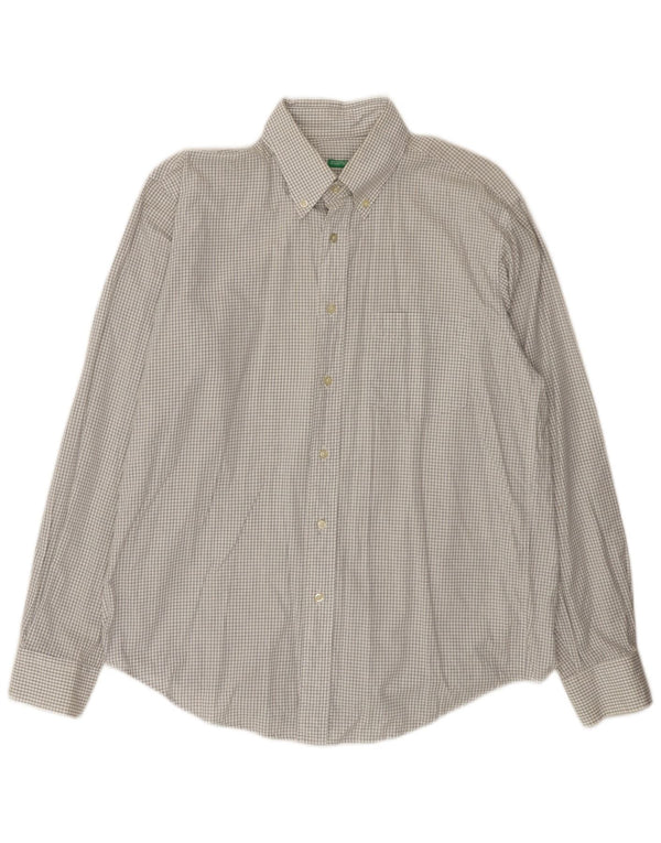 Camicia Benetton Uomo A Quadri Bianchi Medi