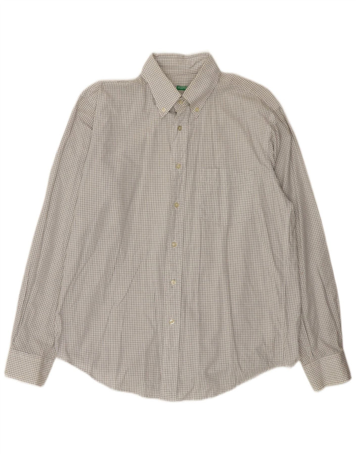 Camicia Benetton Uomo A Quadri Bianchi Medi