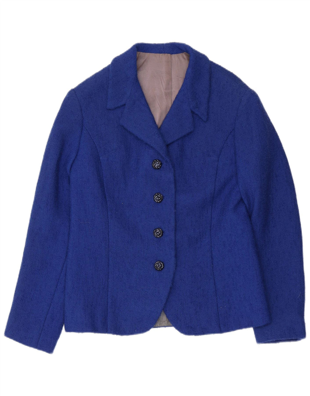 Giacca blazer da donna a 4 bottoni VINTAGE UK 12 blu medio