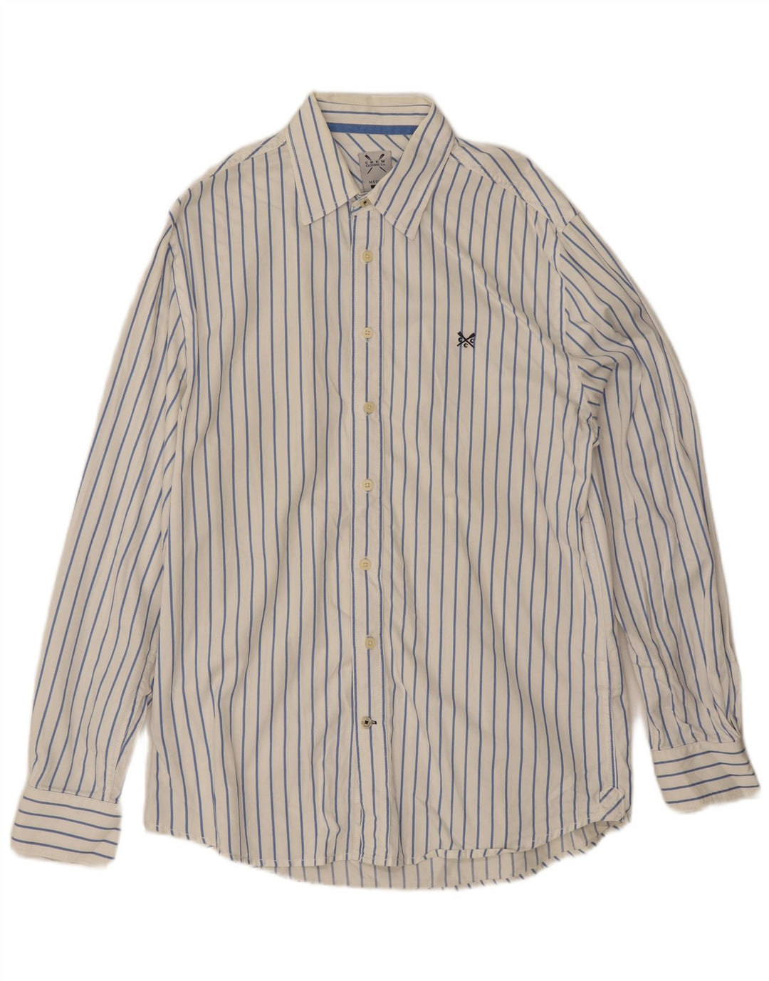 Crew Clothing Camicia da uomo su misura in cotone a righe bianche medie